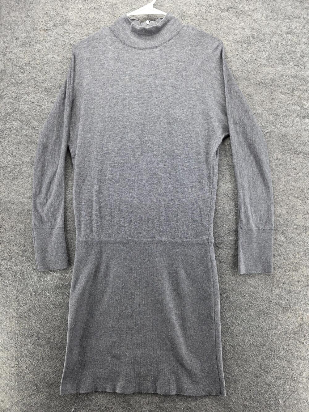 White House Black Market Sweater Dress Womens Small Gray Mock Neck Wool Blend